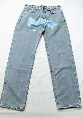 Boohoo Man Men's Relaxed Rigid Homme Crotch Print Jeans MR2 Blue Size 32R NWT • $21.99