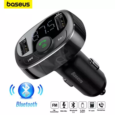 Baseus FM Transmitter Wireless Bluetooth Car Kit Radio Adapter Dual USB Charger • $17.99