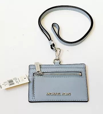 MICHAEL KORS Jet Set Travel East West ID Card Case Wallet Lanyard Leather • $39