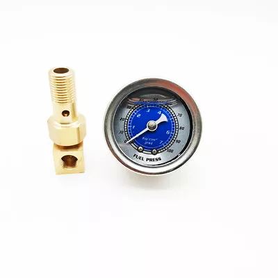 $13.93 • Buy Liquid Filled Meter Fuel Pressure Gauge 1/8 NPT 100PSI For VMS Honda Acura Civic