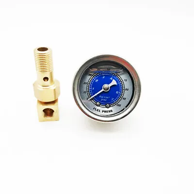 Liquid Filled Meter Fuel Pressure Gauge 1/8 NPT 100PSI For VMS Honda Acura Civic • $13.99