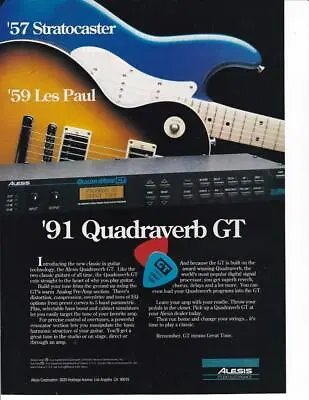 1991 Quadraverb GT Guitar Pre-Amp Print-Ad / 59 Les Paul-57 Stratocaster • $9.95