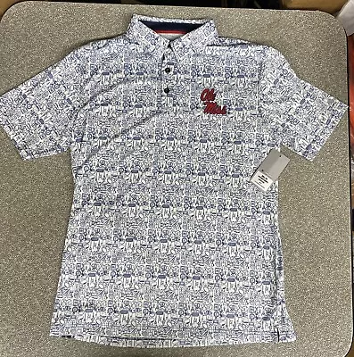 NEW Ole Miss Rebels Colosseum Allover Print SS Button Polo Shirt Men's L • $39.99