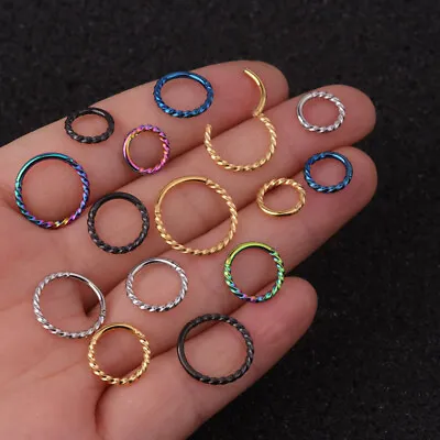 $5.89 • Buy 16G Twisted Hinged Surgical Steel Clicker Hoop Ring  Ear Nose Body Piercing AU