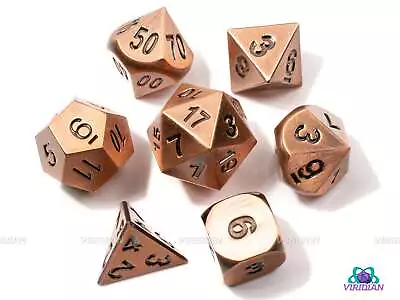 Gnomish Invention | Brushed Old Bronze Metal Dice Set (7) | Dungeons And • $20