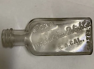 Vintage Rare Angelus Shoe Polish Co Bottle Embossed L.A. Cal 3oz Clear Glass 5  • $95