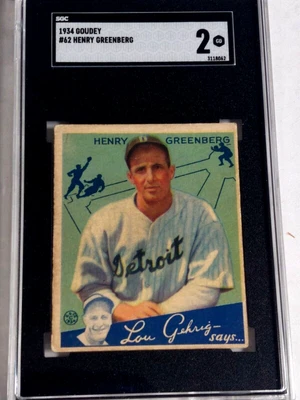 $1399 • Buy 1934 Goudey Henry Hank Greenberg SGC 2: Good- Graded 2022