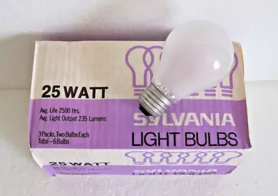 6 Vintage SYLVANIA 25-Watt Frost Soft White A19 Med Base Light Bulb 25W USA MADE • $28.99