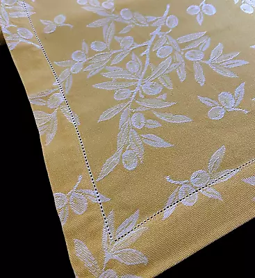 Vintage Italian Jacquard Tablecloth In Gold And White By Tessitura Pardi  XX212 • $85