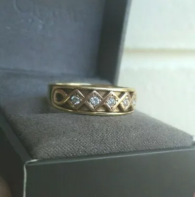 £795 • Buy Superb Clogau Welsh 18ct Yellow & Rose Gold Celtic 5 X Diamond Ring - Size U