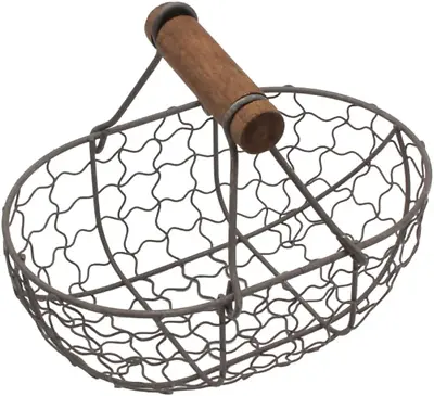 Cabilock Metal Wire Egg Basket With Wooden Handle Vintage Country Style Chicken • $22.31