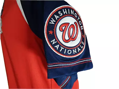 Red Washington Nationals Genuine Merchandize V-Neck Authentic Jersey - Large • $55.99