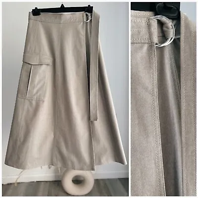 $44.10 • Buy Zara Midi Cargo Skirt New Beige M NWT