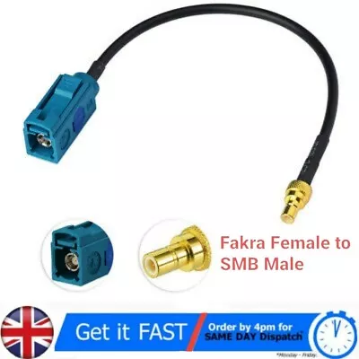 Fakra Female To SMB Male In Car Radio Aerial Adapter Cable Lead DAB • £7.99