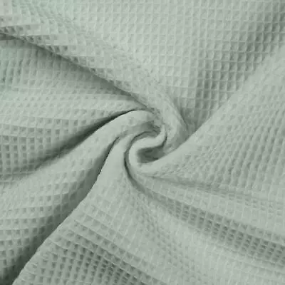 100% Cotton WAFFLE Honeycomb Pique Fabric Material DUSTY MINT • £1.99