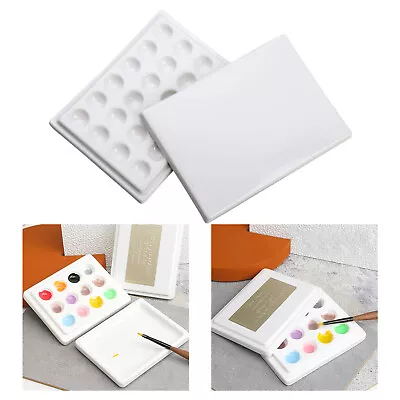 12-Well Porcelain Gouache Watercolor Paint Palette With Lid Sturdy Washable • £8.39