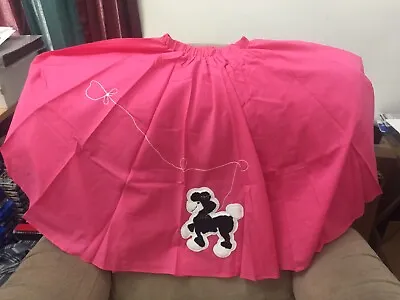 Vintage 1950's Hot Pink POODLE SKIRT One Size Fits All Adult Applique Poodle • $19.95