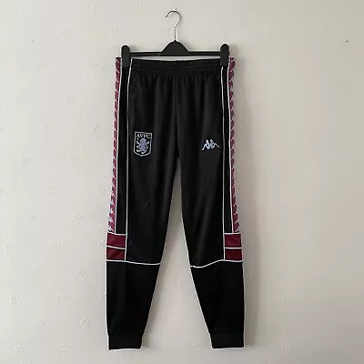 Kappa Aston Villa Fc Tracksuit Bottoms - L - Black - Football Training Joggers • £19.99