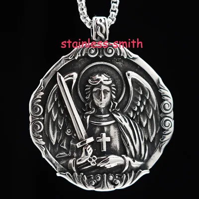 New Mens Catholic Christian Saint St Michael Medal Medallion Pendant Necklace • $15.99