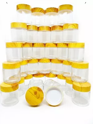 3oz Child Resistant Glass Jars W/Wood Cap For Eighth Or 3.5g Flower (32 Pack!) • $52.99