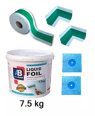 Waterproofing Wet Room Shower Seal Tanking Set Kit AQUA BUILD Liquid Foil 7.5kg • £54.99