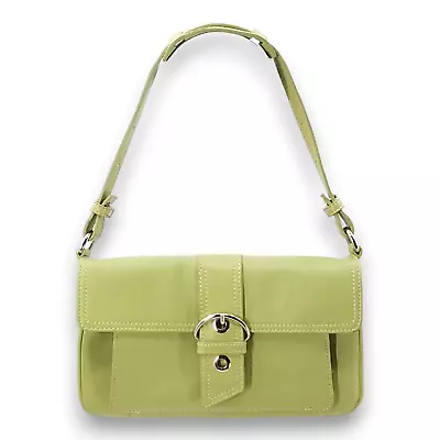 Giana Bernini Mini Lime Green Faux Leather Buckle Snap Front Shoulder Bag Purse • $22