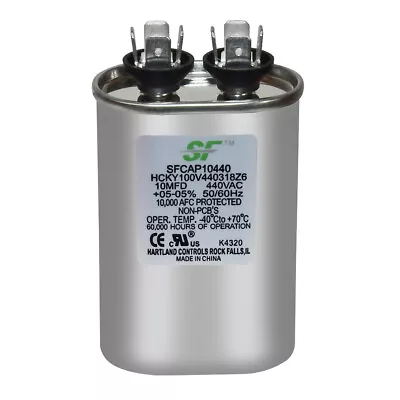 TRANE Run Capacitor - 10 MFD - 370 Or 440VAC Oval / Motor / Comp • $10.90