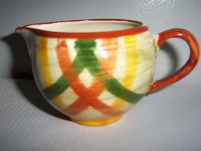 Pattern Homespun By Metlox Vernonware Creamer  Green Rust Yellow Plaid • $9.95