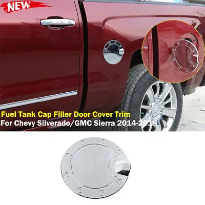 $16.99 • Buy Fuel Tank Gas Cap Cover Door Trim For Chevy Silverado / GMC Sierra 14-18 Chrome