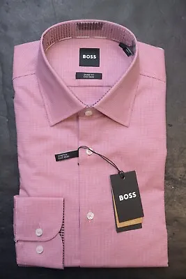 Hugo Boss Men's Max Sharp Fit Easy Iron Stretch Cotton Dress Shirt 39 15.5 34/35 • $64.79