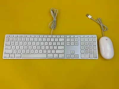 Apple Slim USB Wired Keyboard A1243 MB110LL/A Aluminum +Mighty Mouse A1152 (3ft) • $28.99