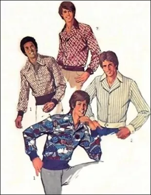 Shirts Mens Vintage 70s UNCUT Sewing Patterns Simplicity CHOICE Sz 40-48 • $6.99