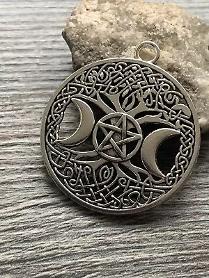 £2.99 • Buy 4pcs Tibetan Antique Silver Pentagram Triple Moon Tree Of Life Charms 38mm DIY