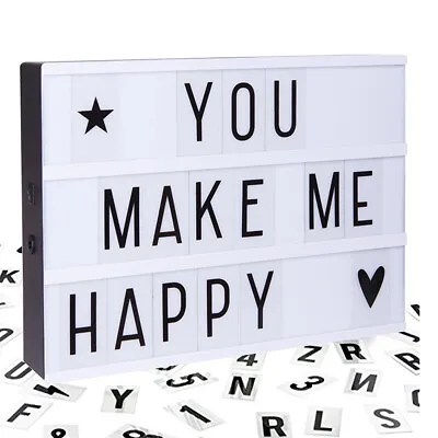 A4 Light Up 85 Letters Box Cinematic Led Sign Wedding Party Cinema Plaque Shop • £9.49