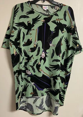 LuLaRoe Disney Maleficent Diablo Long Tunic Irma Tee Shirt XXS Green Black Print • $15