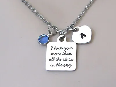 I Love You More Than All The Stars In The Sky Necklace Personalized Initial • $24