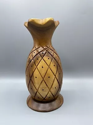 Leilani Monkey-Pod Vintage Wooden Pineapple Candle Holder 1960s Philippines • $14.57