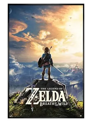Zelda Poster Gloss Black Framed Breath Of The Wild Sunset 61x91.5cm • £23.99