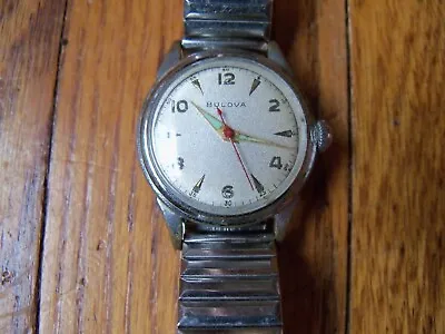 Vintage Bulova Jeweled Manual Wind Men's Wristwatch 1950's Runs • $55