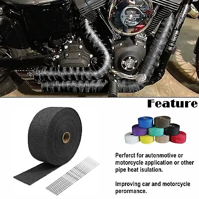 Exhaust Heat Tape WrapMotorcycle Fiberglass Heat Shield Tape With Stainless Ties • $19.95