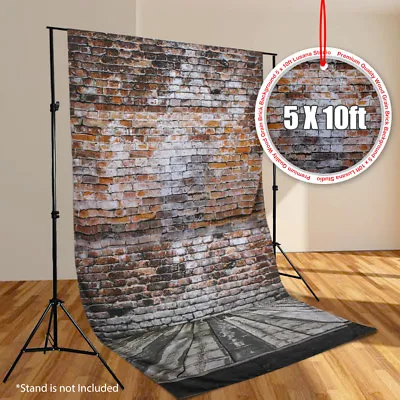 LS Vinyl Brick Wall & Wood Floor Background 5x10 Ft. Polyester Photo Backdrops • $33.69