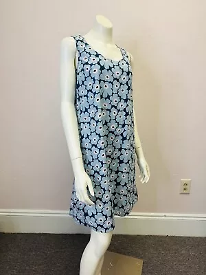 MARIMEKKO FLORAL Poppy PRINT Blue Shift Dress Size 38 • $48