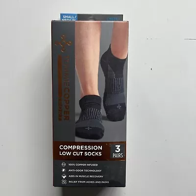 Tommie Copper Compression Low Cut Socks 3 Pair Small / Medium Black • $18.79