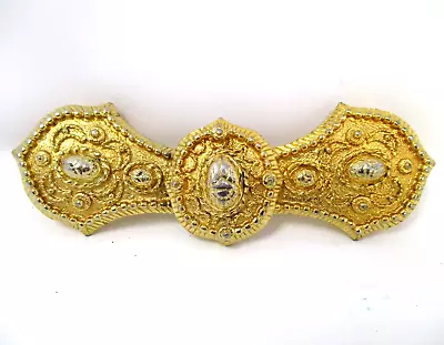 Vintage Belt Buckle Large 2 Pc 1980s Mimi Di N Fancy Gold 5 Inch Womens • $19.99