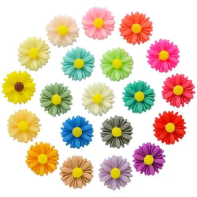 13mm Matte RESIN DAISY FLOWER Lucite CABOCHONS Craft Embellishments Decoden  DIY • £2.29