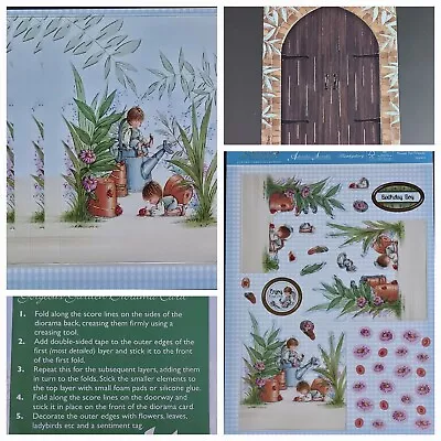 £3.99 • Buy HUNKYDORY GARDEN SECRETS Flower Pot Friends - 3d Die Cut Foiled Diorama Card Kit