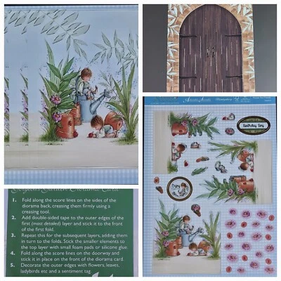 £3.99 • Buy HUNKYDORY GARDEN SECRETS Flower Pot Friends - 3d Die Cut Foiled Diorama Card Kit