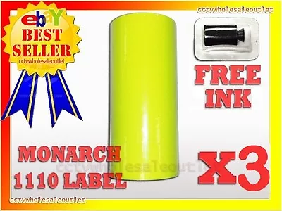 3 Sleeves Fluorescent Yellow Label For Monarch 1110 Pricing Gun 3sleeves=48rolls • $48.50