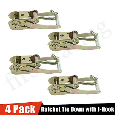 2  Inch Ratchet Tie Down With Steel J-Hook Heavy Duty 4PCS For Tow Truck Trailer • $33.99