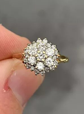 18ct Gold Diamond Large Vintage Cluster Ring 18k 750 • $154.08